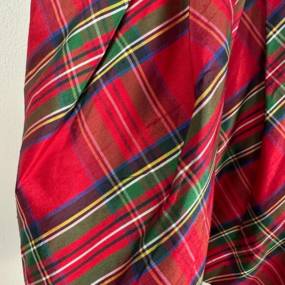 Janie and Jack Girls Size 4 Tartan Plaid Silk Christmas Dress Holiday Red Green - Picture 2 of 6